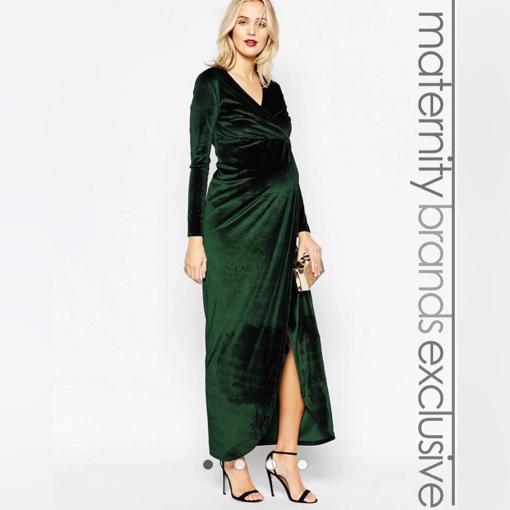 NWT Club L Maternity Velvet Wrap Dress Size 10